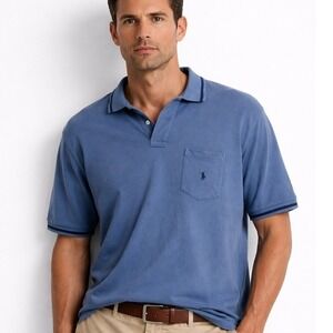 Polo Ralph Lauren Blue Pocket Polo Shirt Men's L Classic Fit Cotton
